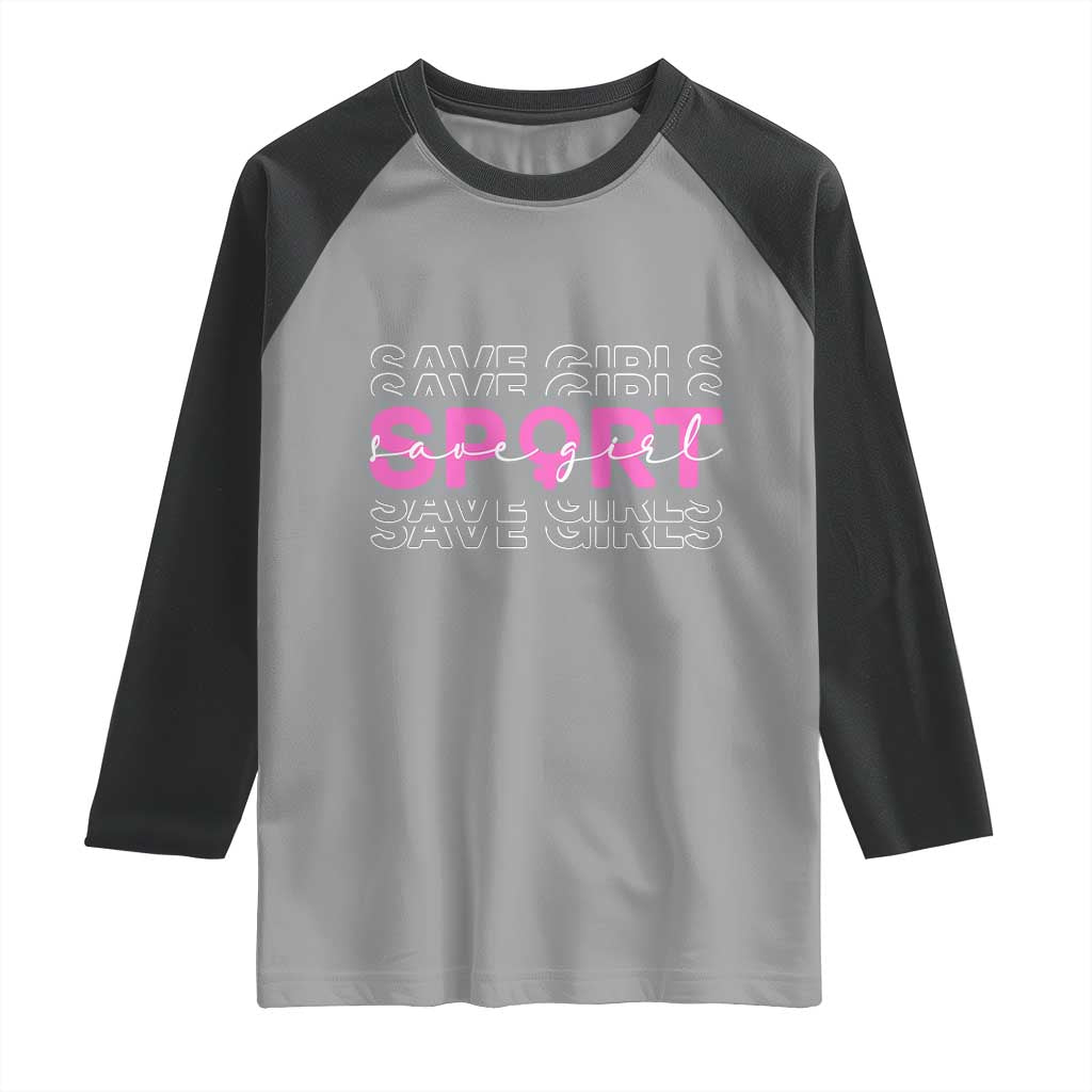 Save Girls Sports Raglan Shirt Feminist Body Positivity Inclusive Equality - Wonder Print Shop