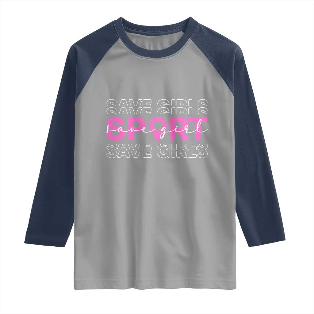 Save Girls Sports Raglan Shirt Feminist Body Positivity Inclusive Equality - Wonder Print Shop
