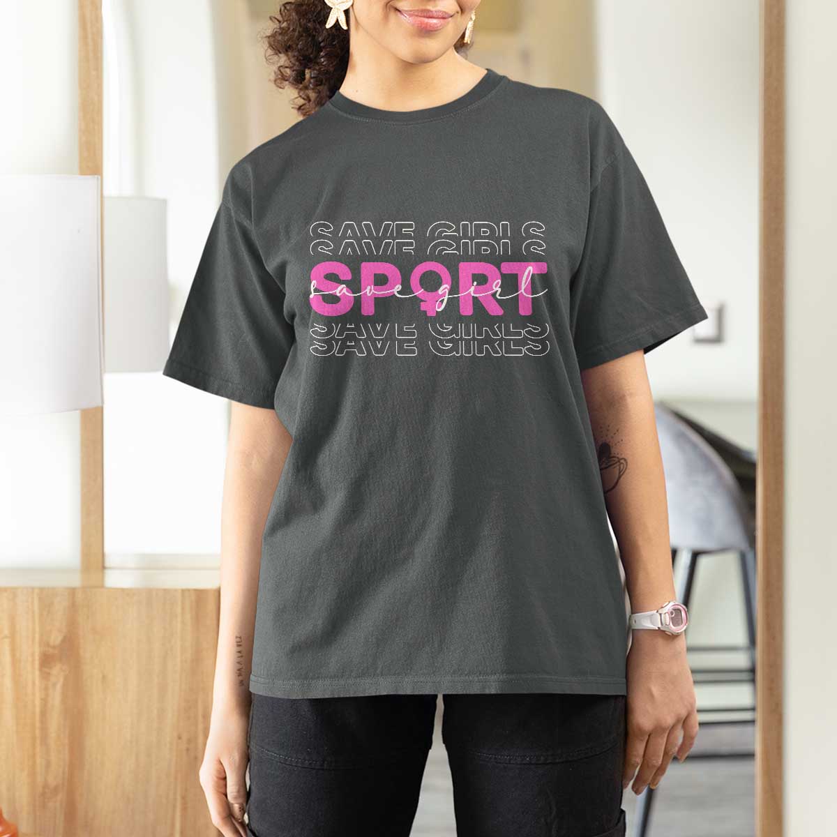 Save Girls Sports T Shirt For Women Feminist Body Positivity Inclusive Equality - Wonder Print Shop