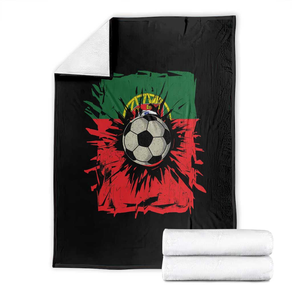 Portugal Soccer Throw Blanket Portuguese Flag Soccer Ball Futebol - Wonder Print Shop