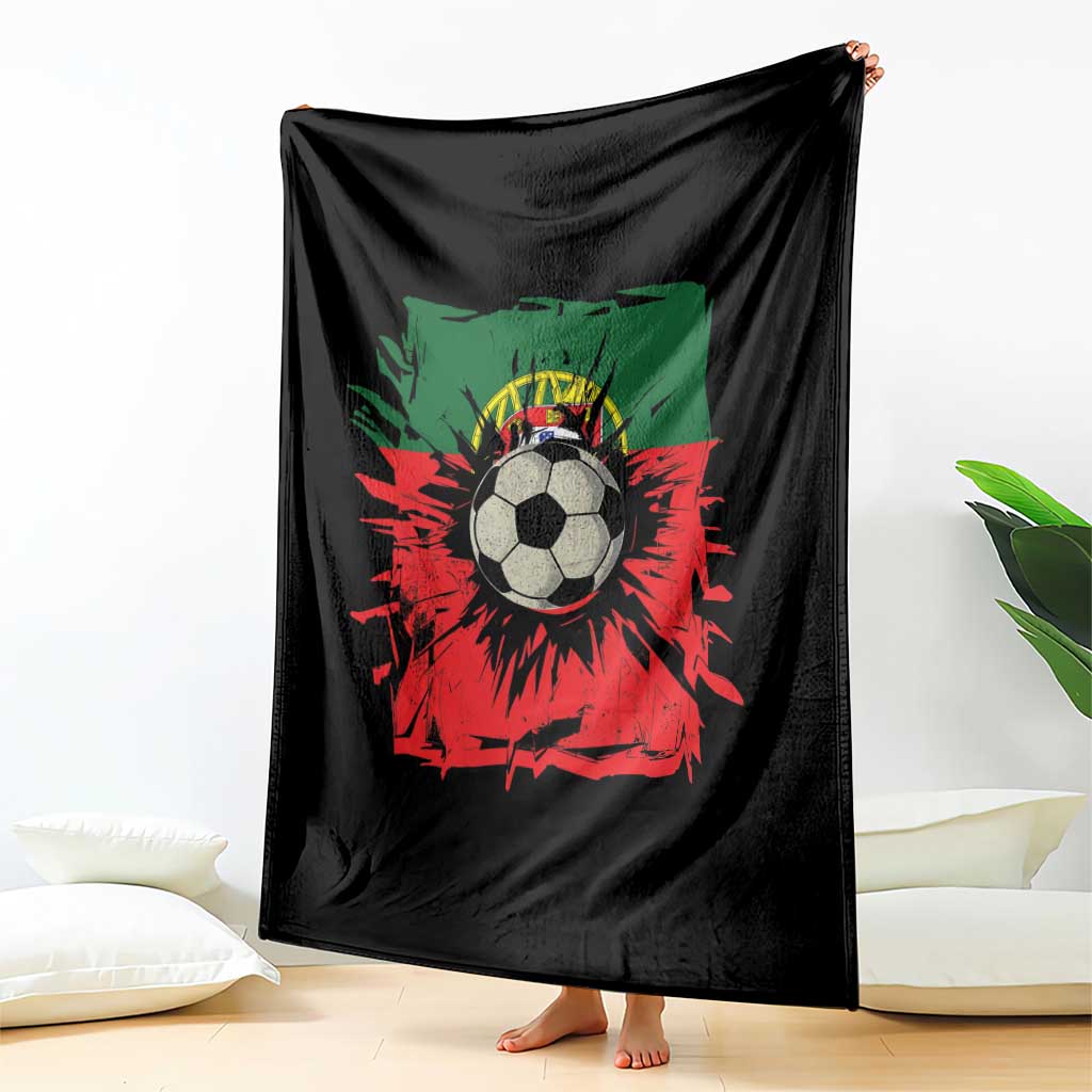 Portugal Soccer Throw Blanket Portuguese Flag Soccer Ball Futebol - Wonder Print Shop