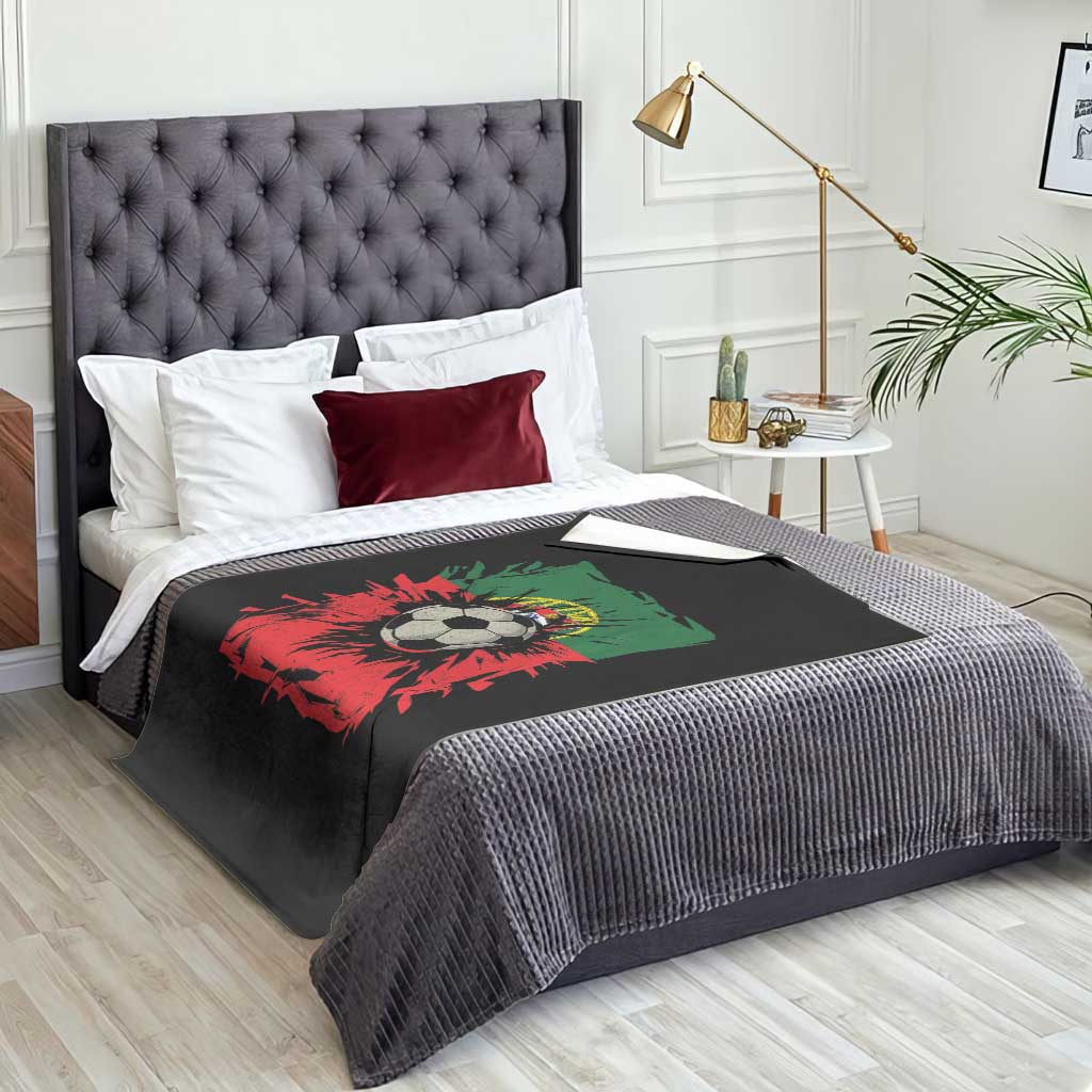 Portugal Soccer Throw Blanket Portuguese Flag Soccer Ball Futebol - Wonder Print Shop