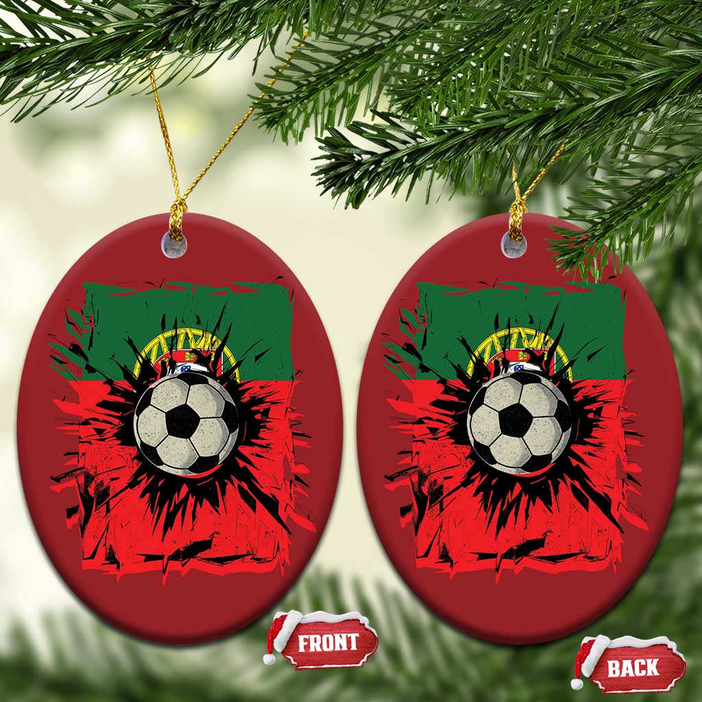 Portugal Soccer Christmas Ornament Portuguese Flag Soccer Ball Futebol - Wonder Print Shop