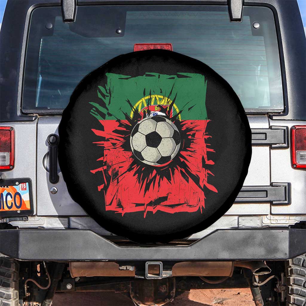 Portugal Soccer Spare Tire Cover Portuguese Flag Soccer Ball Futebol - Wonder Print Shop