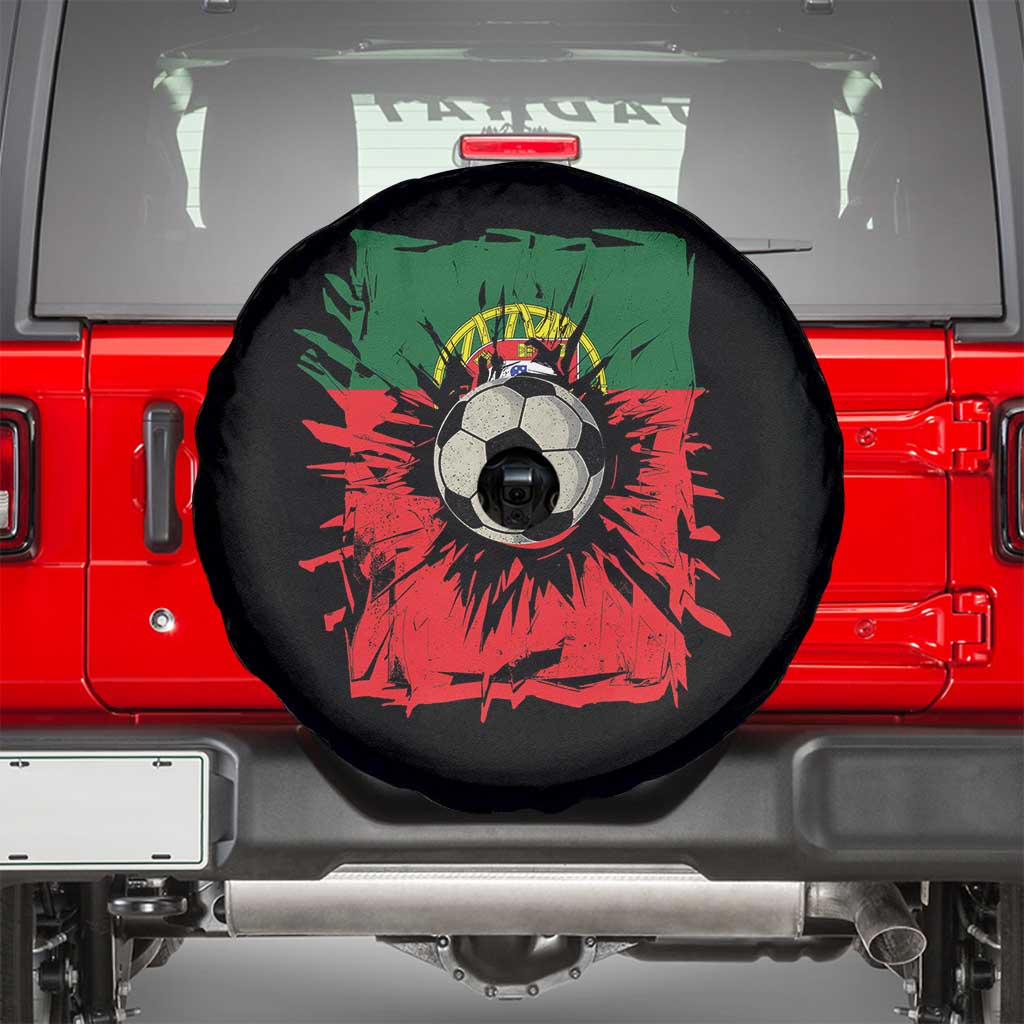 Portugal Soccer Spare Tire Cover Portuguese Flag Soccer Ball Futebol - Wonder Print Shop