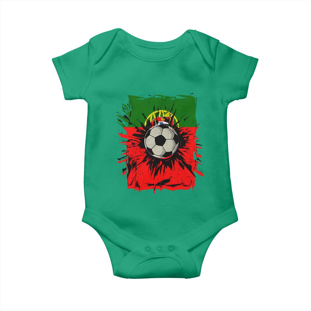 Portugal Soccer Baby Onesie Portuguese Flag Soccer Ball Futebol - Wonder Print Shop