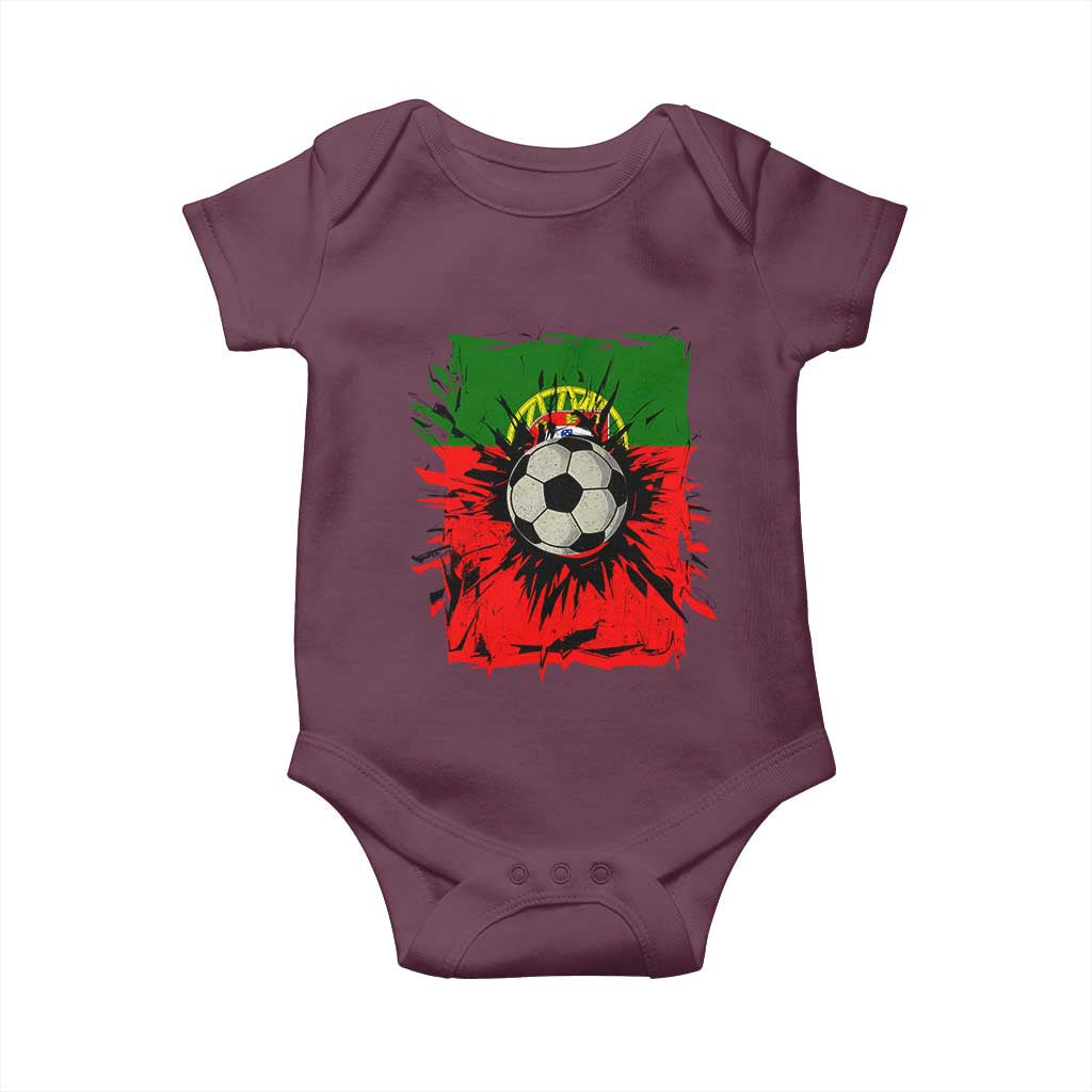 Portugal Soccer Baby Onesie Portuguese Flag Soccer Ball Futebol - Wonder Print Shop