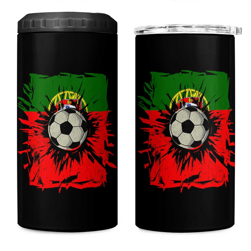 Portugal Soccer 4 in 1 Can Cooler Tumbler Portuguese Flag Soccer Ball Futebol - Wonder Print Shop