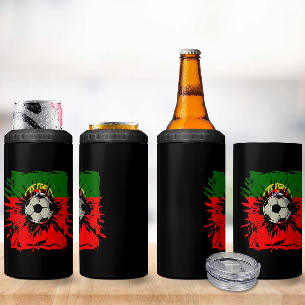 Portugal Soccer 4 in 1 Can Cooler Tumbler Portuguese Flag Soccer Ball Futebol - Wonder Print Shop