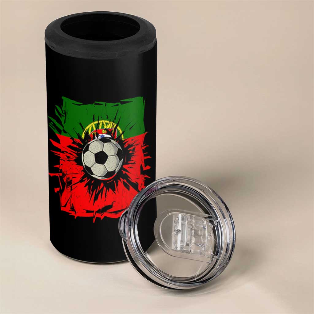 Portugal Soccer 4 in 1 Can Cooler Tumbler Portuguese Flag Soccer Ball Futebol - Wonder Print Shop