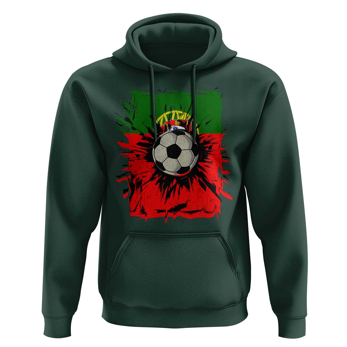 Portugal Soccer Hoodie Portuguese Flag Soccer Ball Futebol - Wonder Print Shop