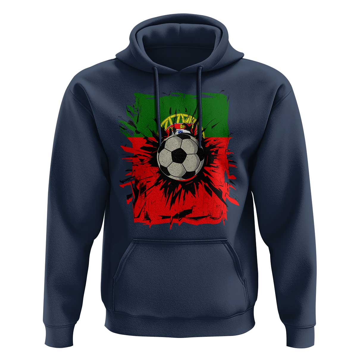 Portugal Soccer Hoodie Portuguese Flag Soccer Ball Futebol - Wonder Print Shop