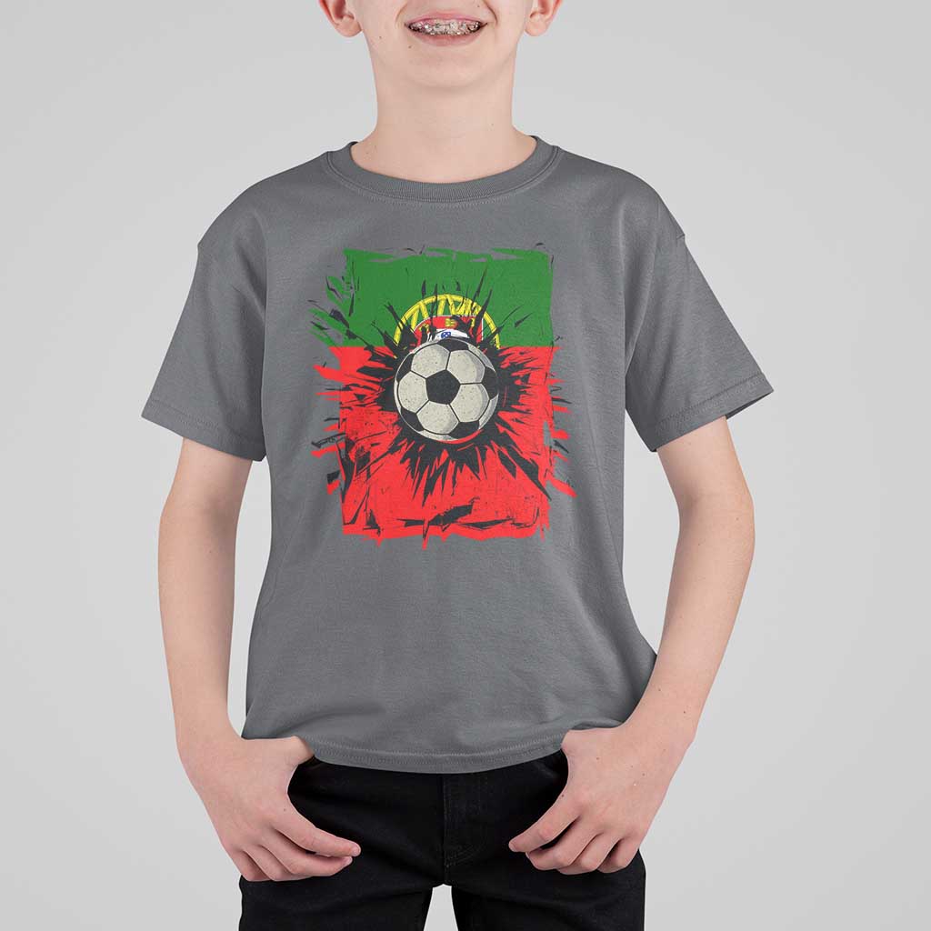 Portugal Soccer T Shirt For Kid Portuguese Flag Soccer Ball Futebol - Wonder Print Shop