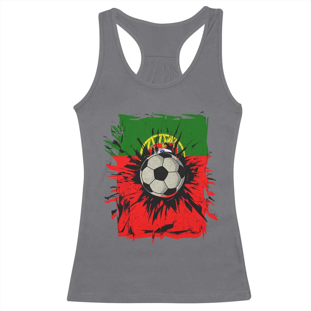 Portugal Soccer Racerback Tank Top Portuguese Flag Soccer Ball Futebol - Wonder Print Shop