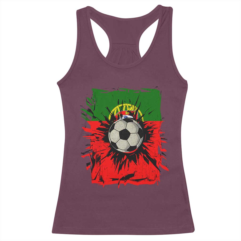 Portugal Soccer Racerback Tank Top Portuguese Flag Soccer Ball Futebol - Wonder Print Shop