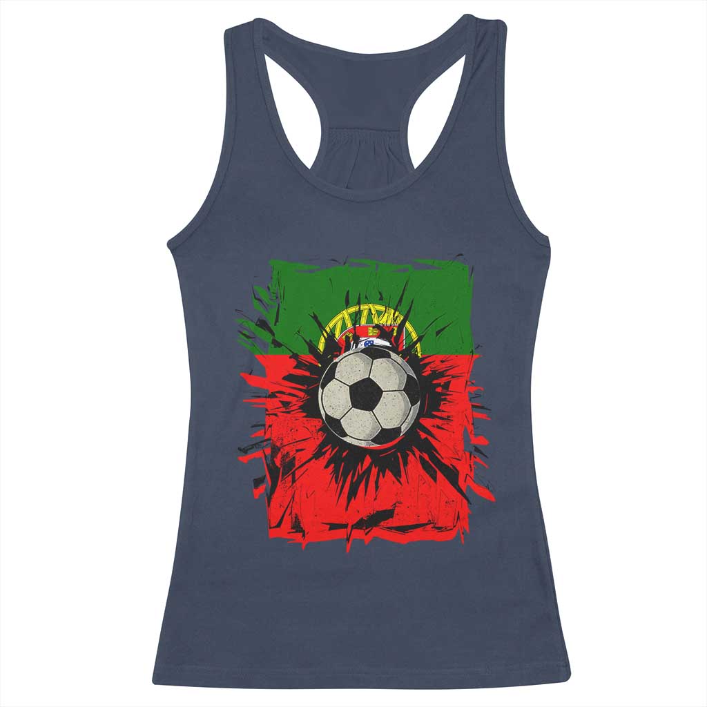 Portugal Soccer Racerback Tank Top Portuguese Flag Soccer Ball Futebol - Wonder Print Shop