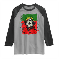 Portugal Soccer Raglan Shirt Portuguese Flag Soccer Ball Futebol - Wonder Print Shop