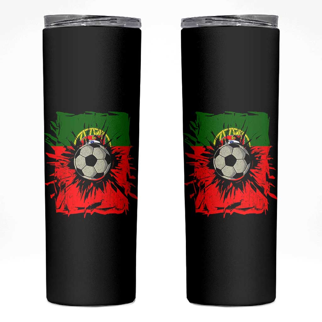 Portugal Soccer Skinny Tumbler Portuguese Flag Soccer Ball Futebol - Wonder Print Shop