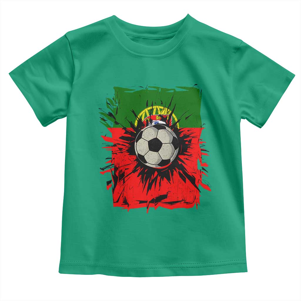 Portugal Soccer Toddler T Shirt Portuguese Flag Soccer Ball Futebol - Wonder Print Shop