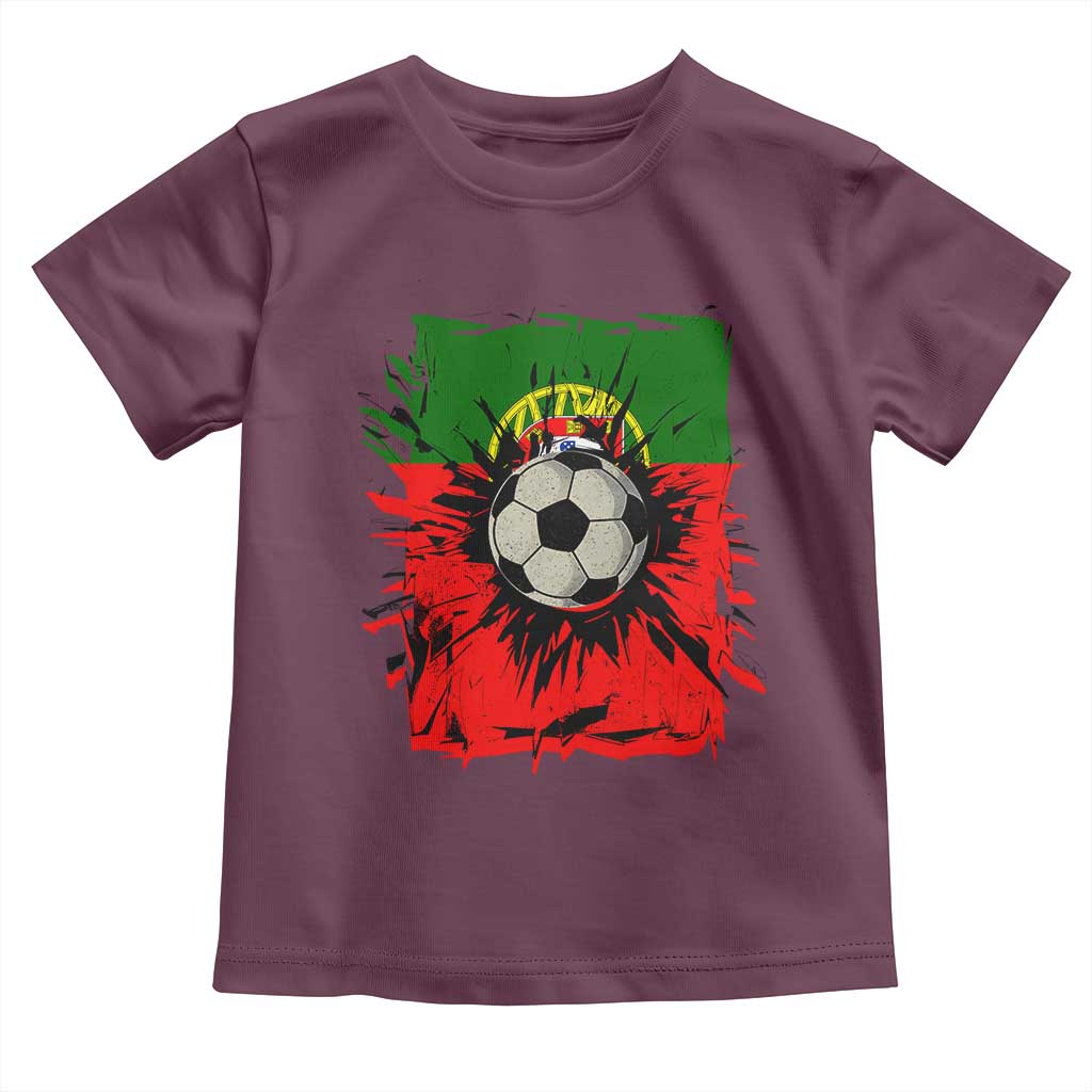 Portugal Soccer Toddler T Shirt Portuguese Flag Soccer Ball Futebol - Wonder Print Shop