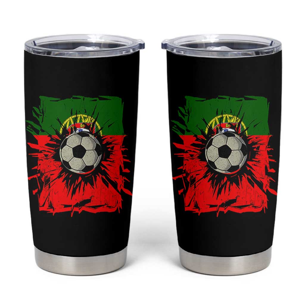 Portugal Soccer Tumbler Cup Portuguese Flag Soccer Ball Futebol - Wonder Print Shop