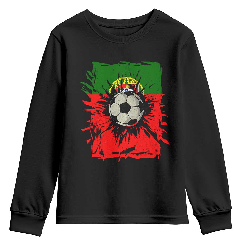 Portugal Soccer Youth Sweatshirt Portuguese Flag Soccer Ball Futebol - Wonder Print Shop