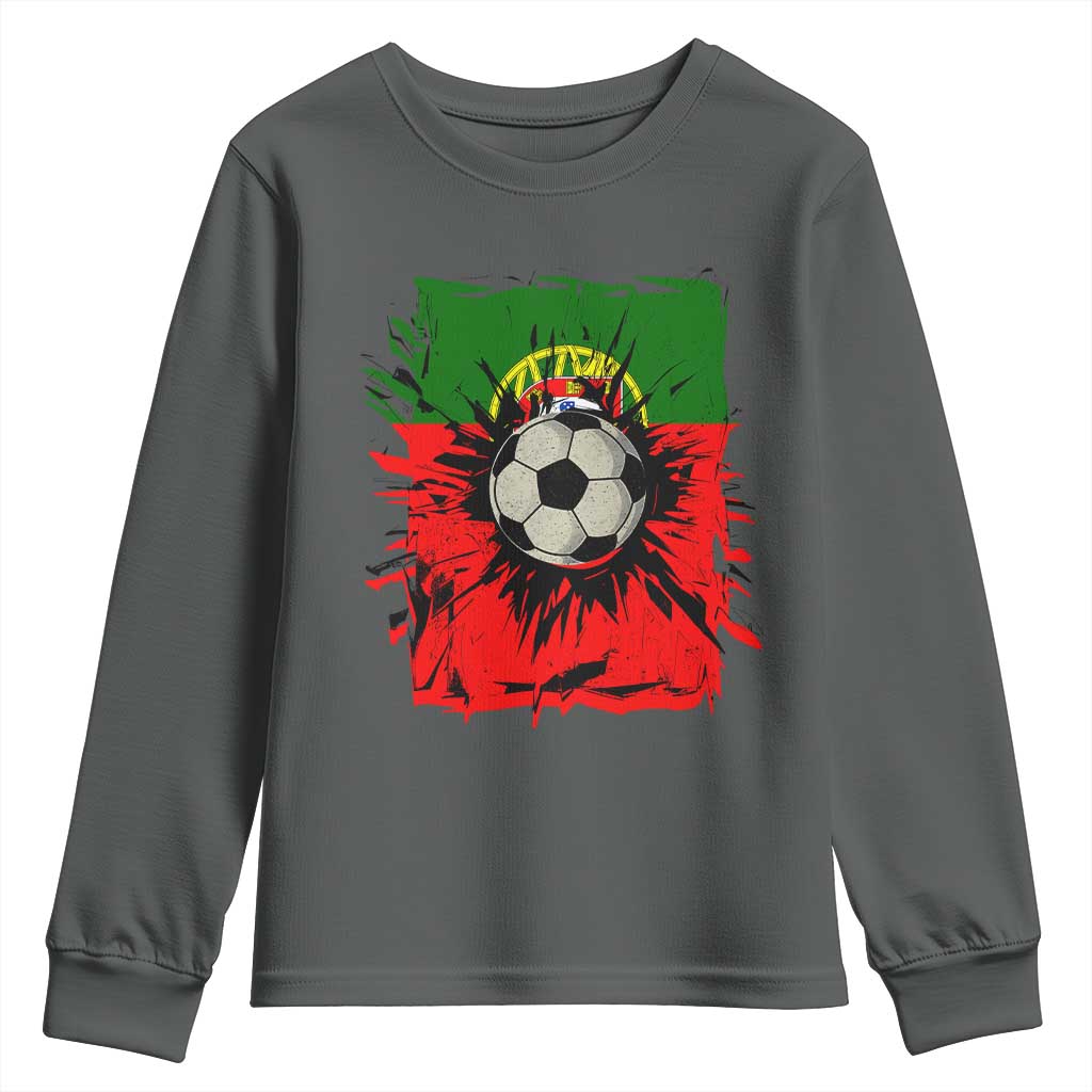Portugal Soccer Youth Sweatshirt Portuguese Flag Soccer Ball Futebol - Wonder Print Shop