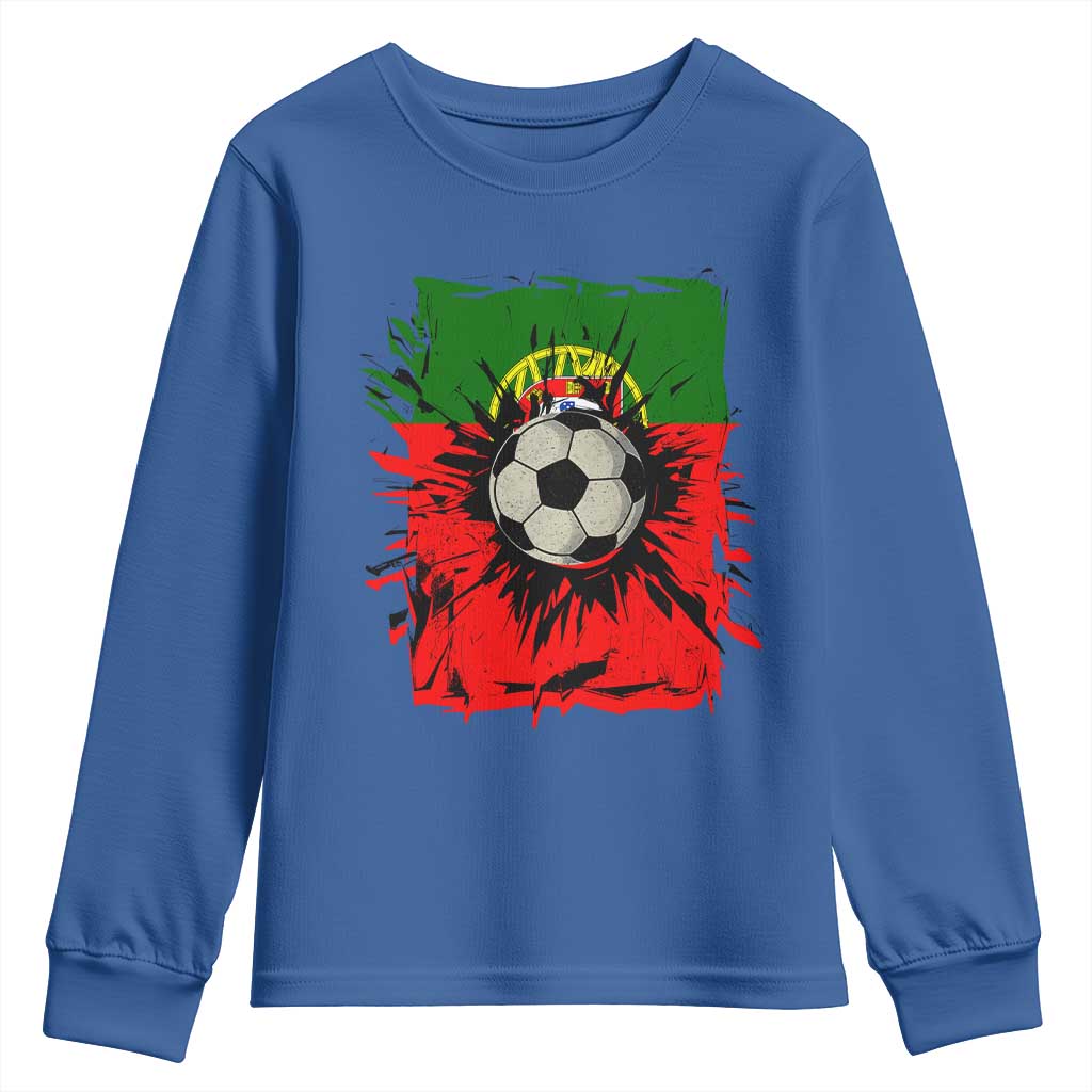 Portugal Soccer Youth Sweatshirt Portuguese Flag Soccer Ball Futebol - Wonder Print Shop