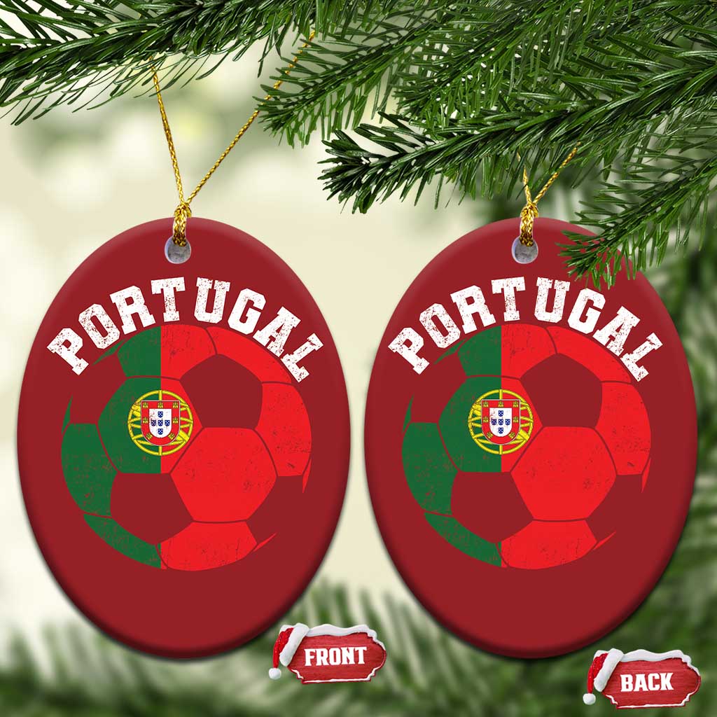 Portugal Soccer Christmas Ornament Portuguese Flag Soccer Ball Futebol Football Fan - Wonder Print Shop