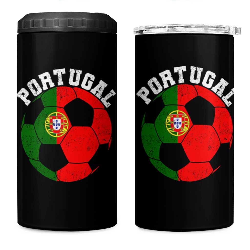 Portugal Soccer 4 in 1 Can Cooler Tumbler Portuguese Flag Soccer Ball Futebol Football Fan - Wonder Print Shop