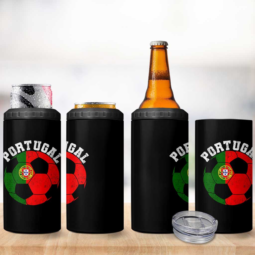 Portugal Soccer 4 in 1 Can Cooler Tumbler Portuguese Flag Soccer Ball Futebol Football Fan - Wonder Print Shop