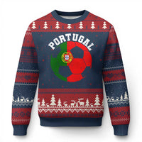 Portugal Soccer Ugly Christmas Sweater Portuguese Flag Soccer Ball Futebol Football Fan - Wonder Print Shop