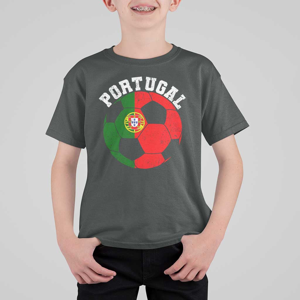 Portugal Soccer T Shirt For Kid Portuguese Flag Soccer Ball Futebol Football Fan - Wonder Print Shop