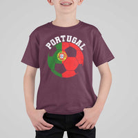 Portugal Soccer T Shirt For Kid Portuguese Flag Soccer Ball Futebol Football Fan - Wonder Print Shop