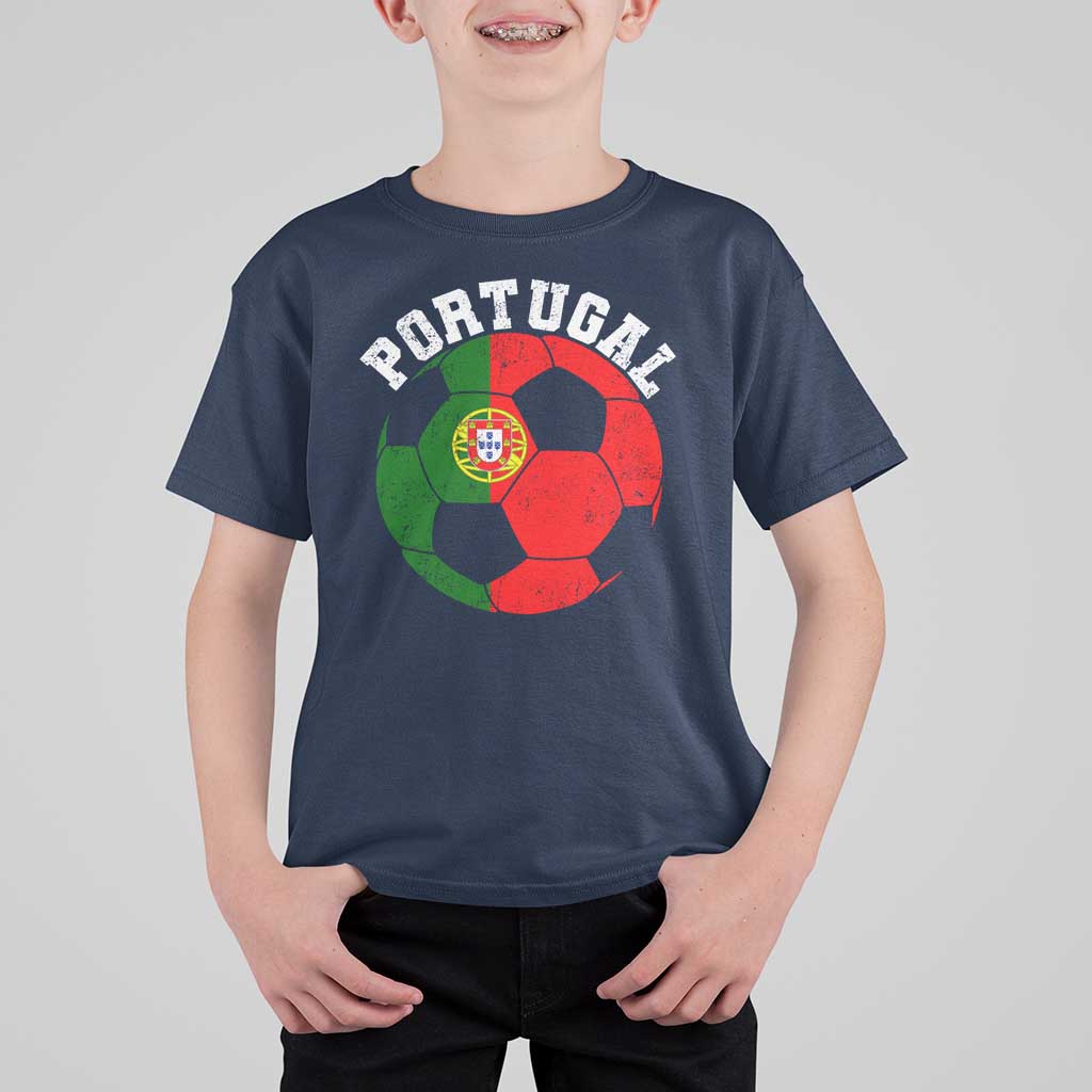 Portugal Soccer T Shirt For Kid Portuguese Flag Soccer Ball Futebol Football Fan - Wonder Print Shop