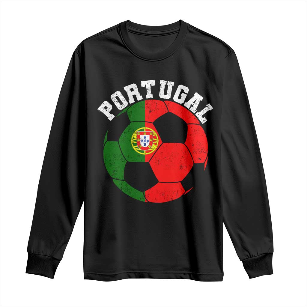 Portugal Soccer Long Sleeve Shirt Portuguese Flag Soccer Ball Futebol Football Fan - Wonder Print Shop