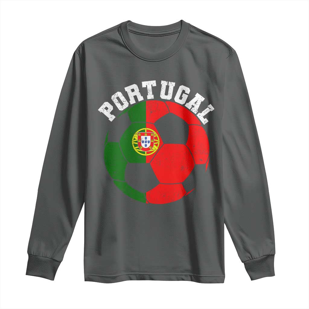 Portugal Soccer Long Sleeve Shirt Portuguese Flag Soccer Ball Futebol Football Fan - Wonder Print Shop