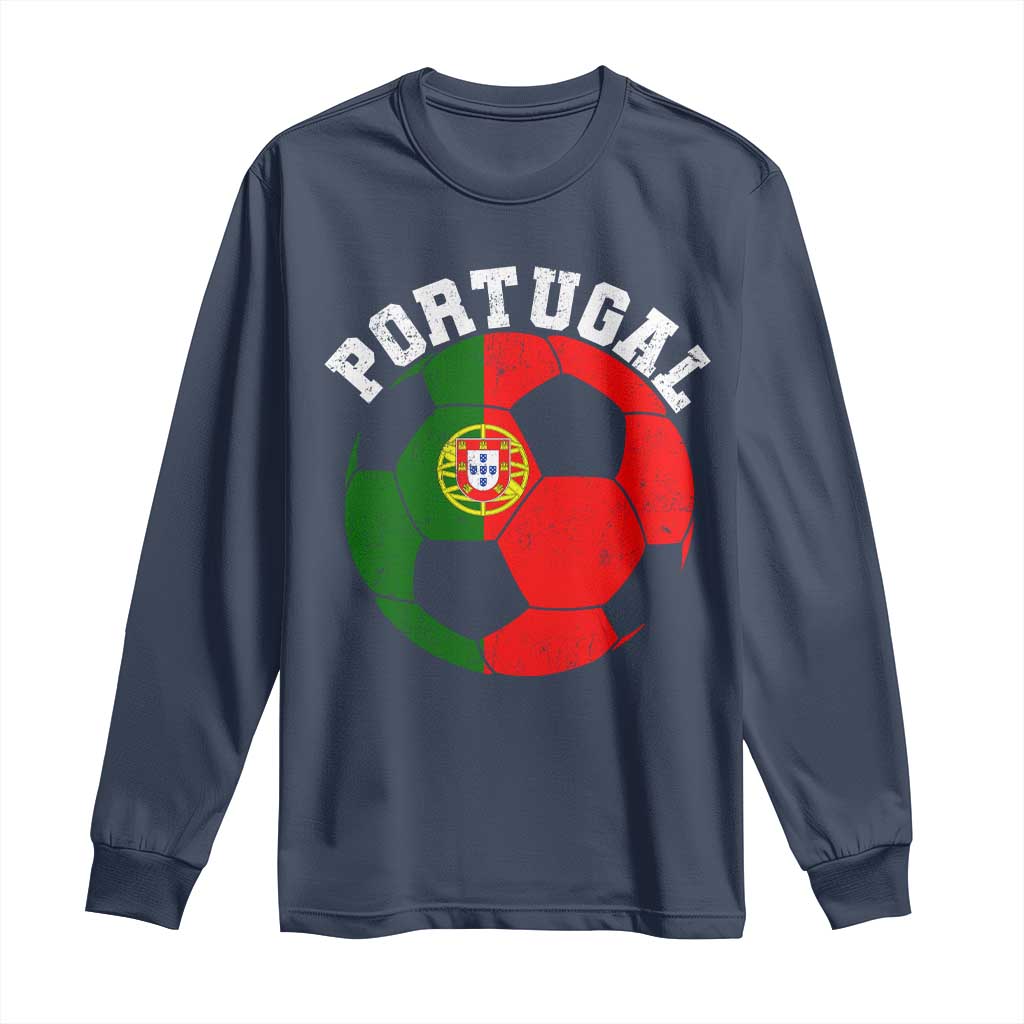 Portugal Soccer Long Sleeve Shirt Portuguese Flag Soccer Ball Futebol Football Fan - Wonder Print Shop