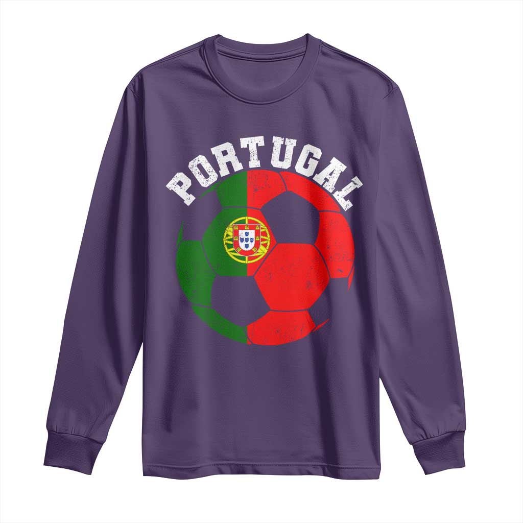 Portugal Soccer Long Sleeve Shirt Portuguese Flag Soccer Ball Futebol Football Fan - Wonder Print Shop