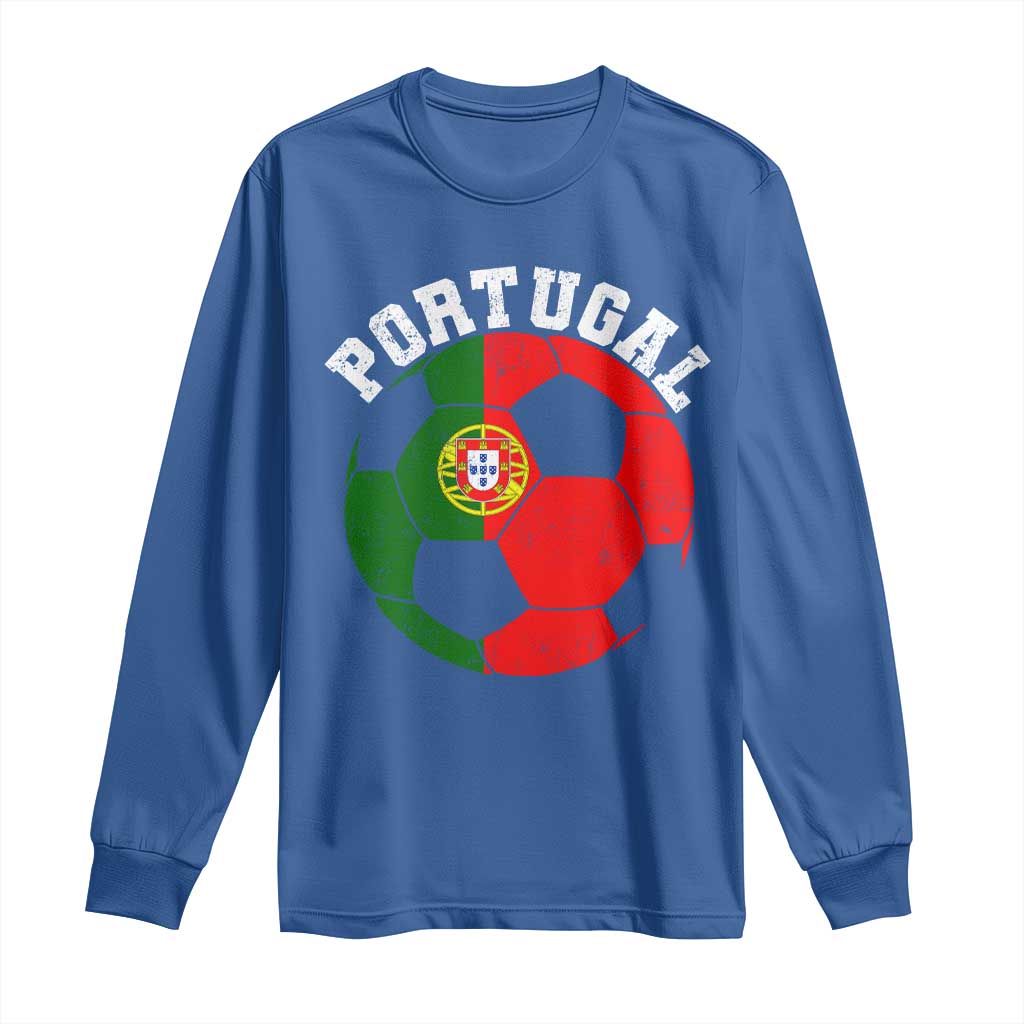 Portugal Soccer Long Sleeve Shirt Portuguese Flag Soccer Ball Futebol Football Fan - Wonder Print Shop