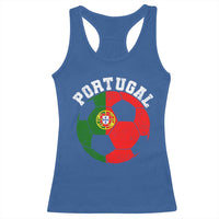 Portugal Soccer Racerback Tank Top Portuguese Flag Soccer Ball Futebol Football Fan - Wonder Print Shop