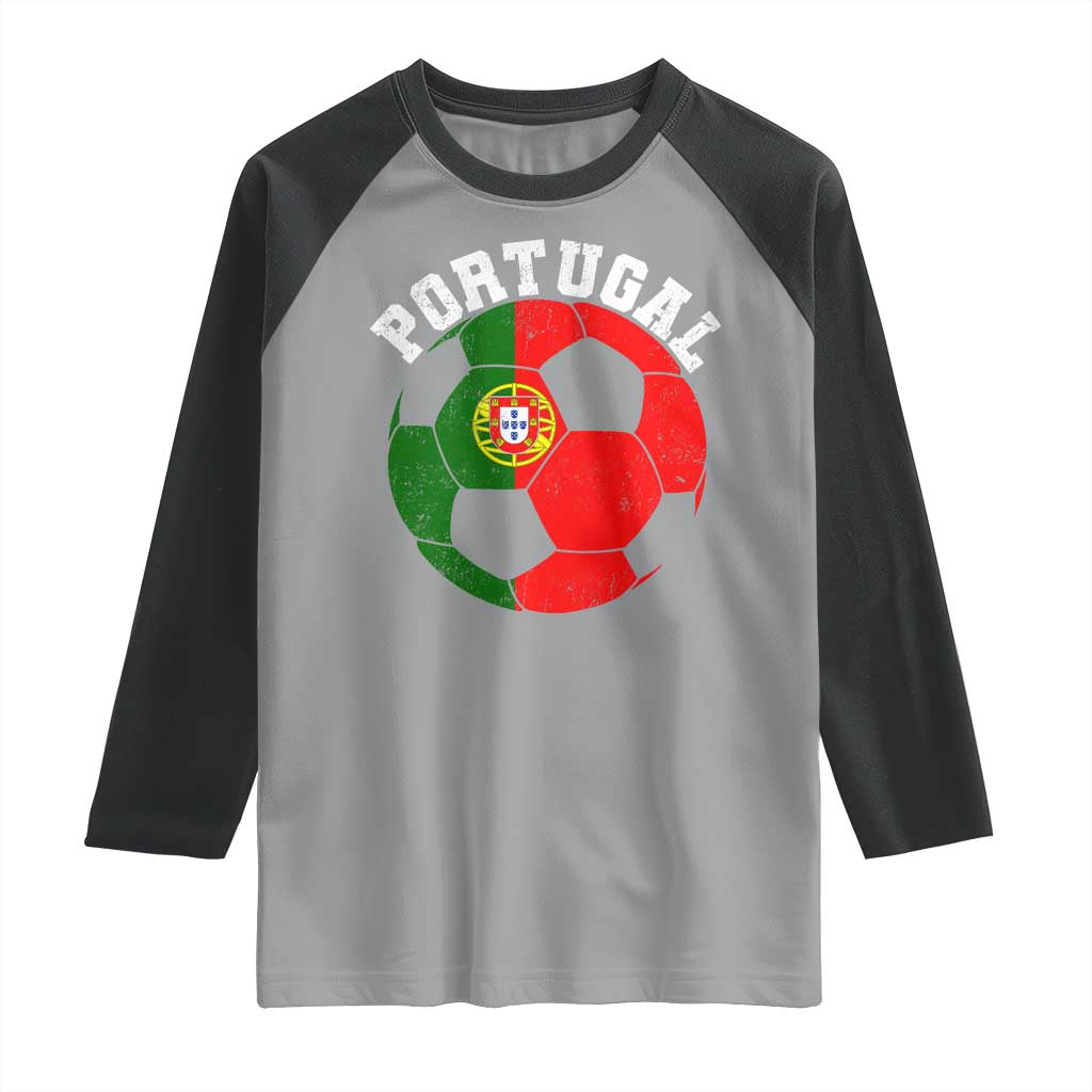 Portugal Soccer Raglan Shirt Portuguese Flag Soccer Ball Futebol Football Fan - Wonder Print Shop