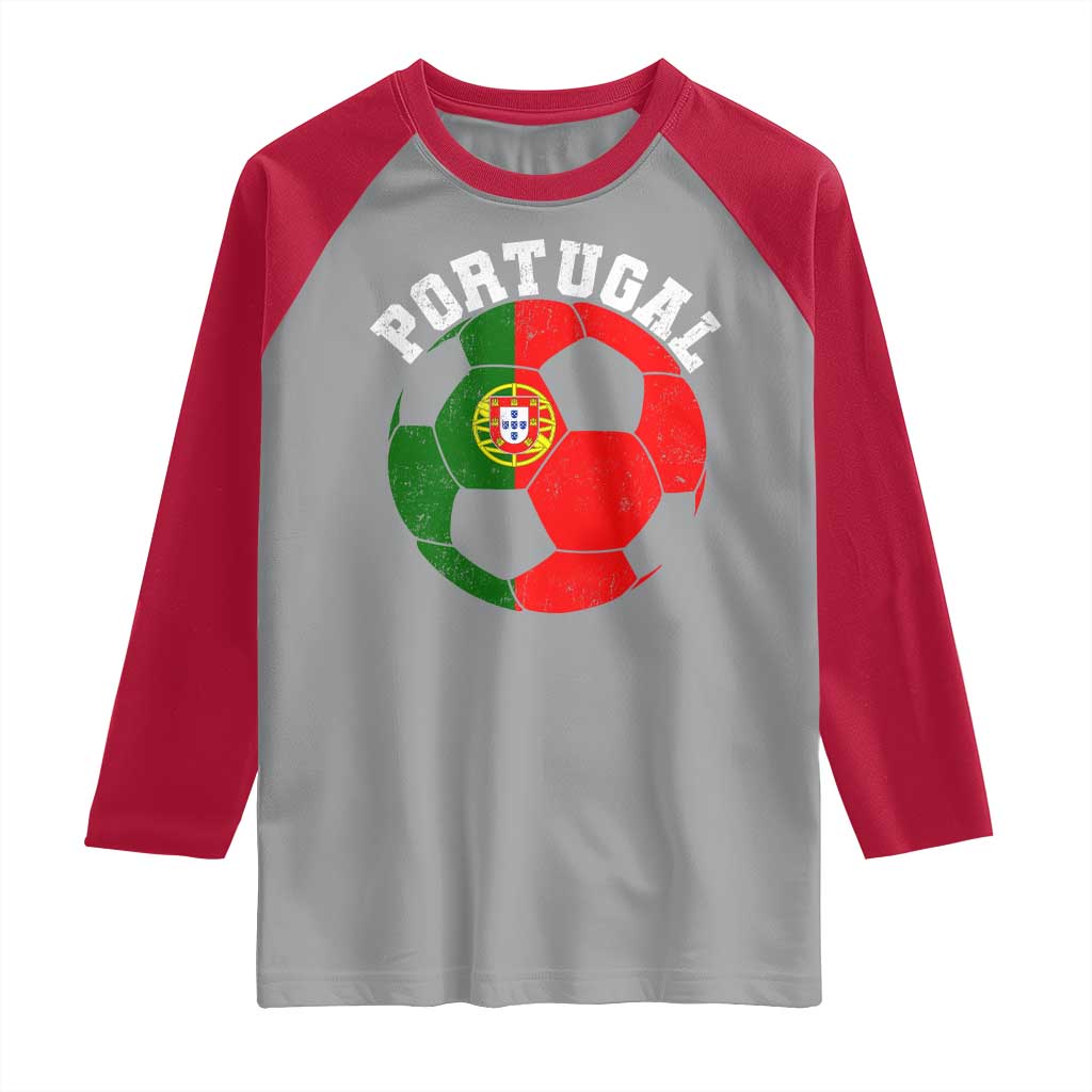 Portugal Soccer Raglan Shirt Portuguese Flag Soccer Ball Futebol Football Fan - Wonder Print Shop