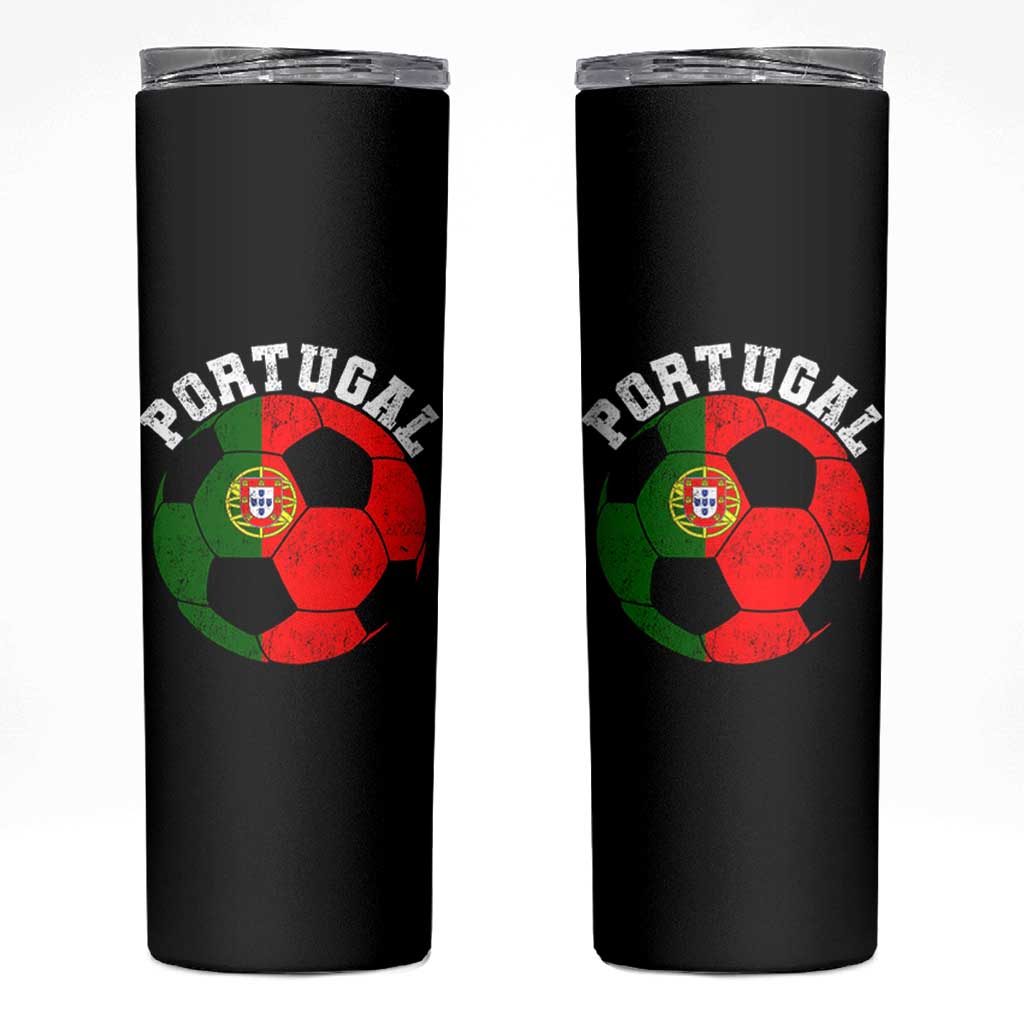 Portugal Soccer Skinny Tumbler Portuguese Flag Soccer Ball Futebol Football Fan - Wonder Print Shop