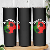 Portugal Soccer Skinny Tumbler Portuguese Flag Soccer Ball Futebol Football Fan - Wonder Print Shop