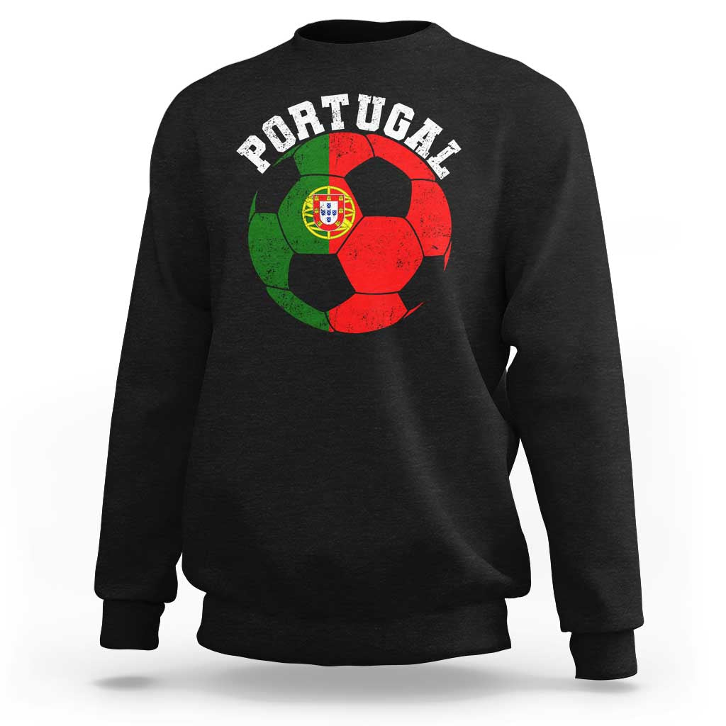 Portugal Soccer Sweatshirt Portuguese Flag Soccer Ball Futebol Football Fan - Wonder Print Shop