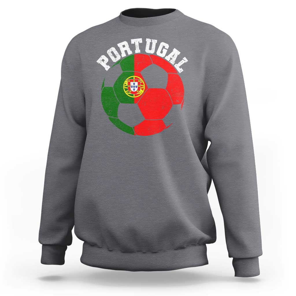 Portugal Soccer Sweatshirt Portuguese Flag Soccer Ball Futebol Football Fan - Wonder Print Shop