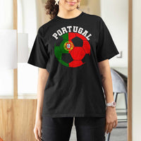 Portugal Soccer T Shirt For Women Portuguese Flag Soccer Ball Futebol Football Fan - Wonder Print Shop