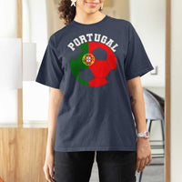 Portugal Soccer T Shirt For Women Portuguese Flag Soccer Ball Futebol Football Fan - Wonder Print Shop
