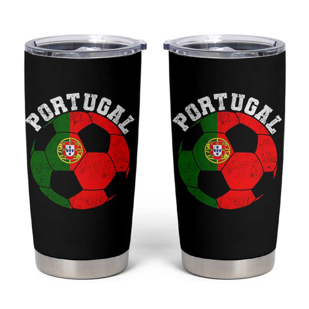 Portugal Soccer Tumbler Cup Portuguese Flag Soccer Ball Futebol Football Fan - Wonder Print Shop